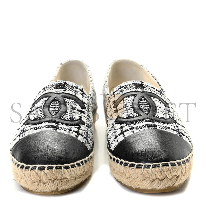 Ch*el tweed cc espadrilles black white g29762